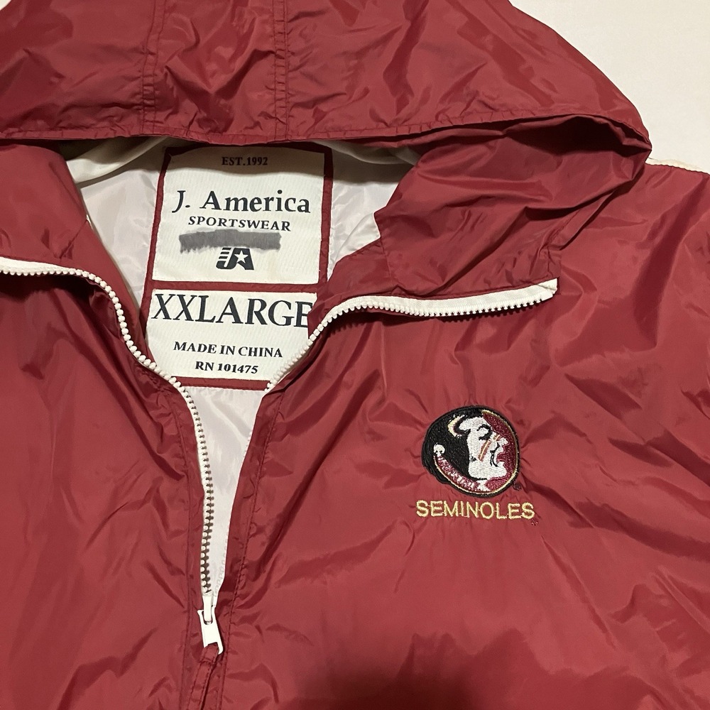 J America FLORIDA STATE SEMINOLES Windbreaker Maroon Pullover Hoodie Size 2XL